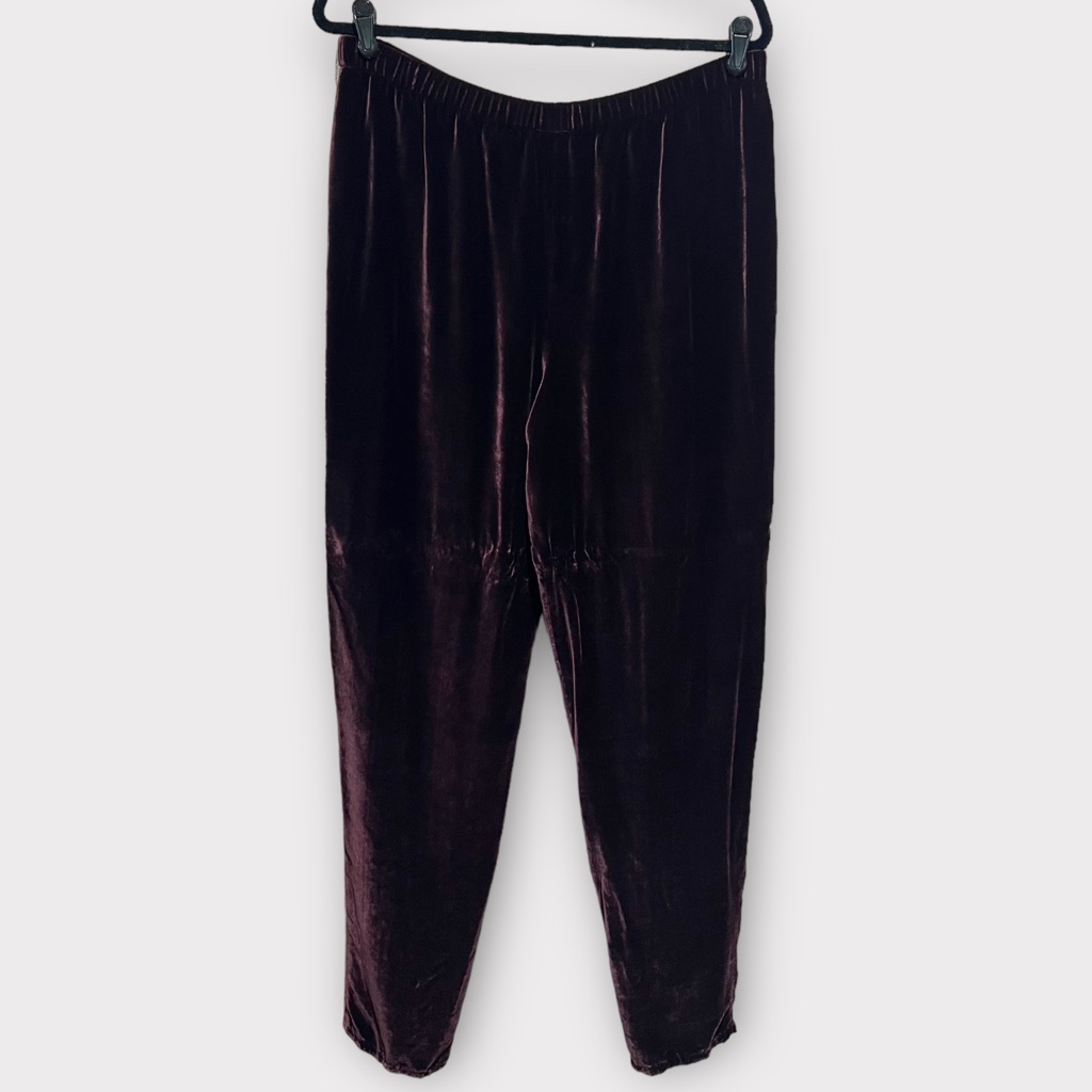 Eileen Fisher Pull On Velvet Pant Size L Chocolate Brown